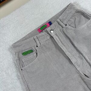 Empyre Tori Skate Pants Womens 6 Gray Corduroy High Rise Loose Fit Straight Leg